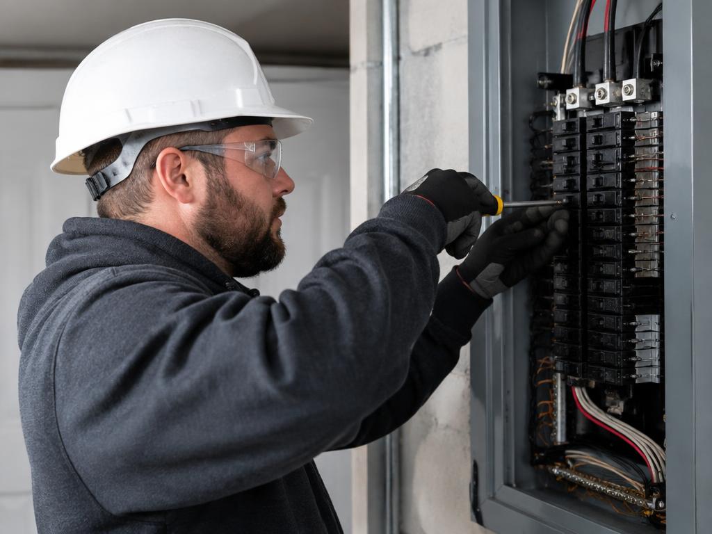Electrical technician at work