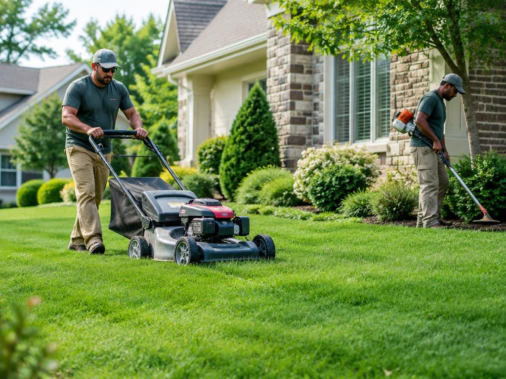 Landscaping technician at work