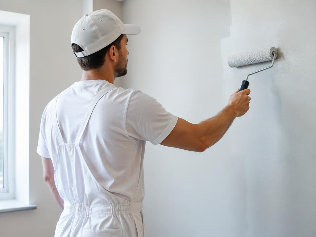 Painting technician at work