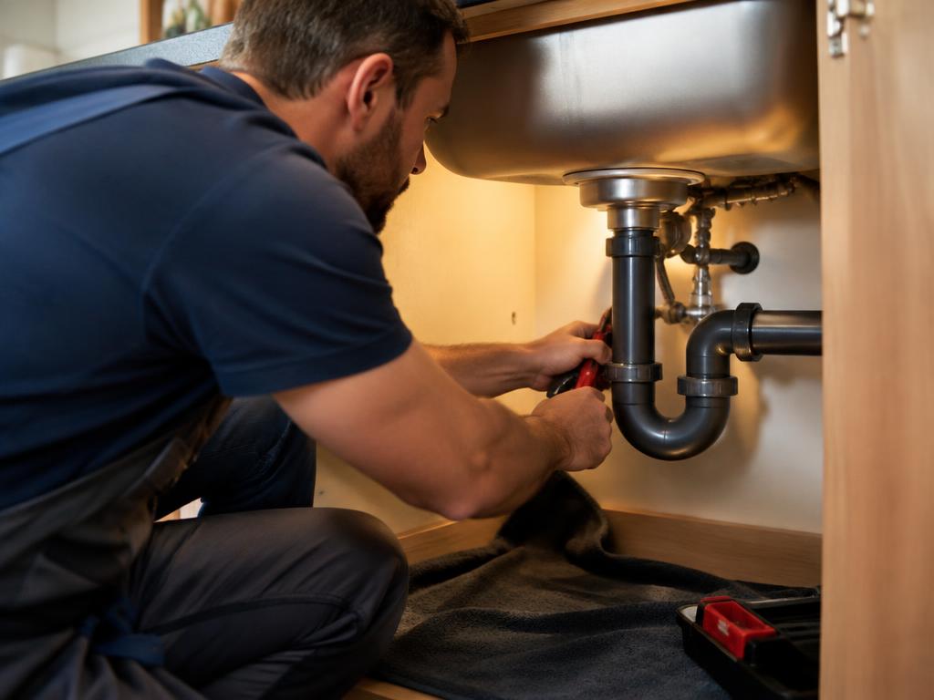 Plumbing technician at work